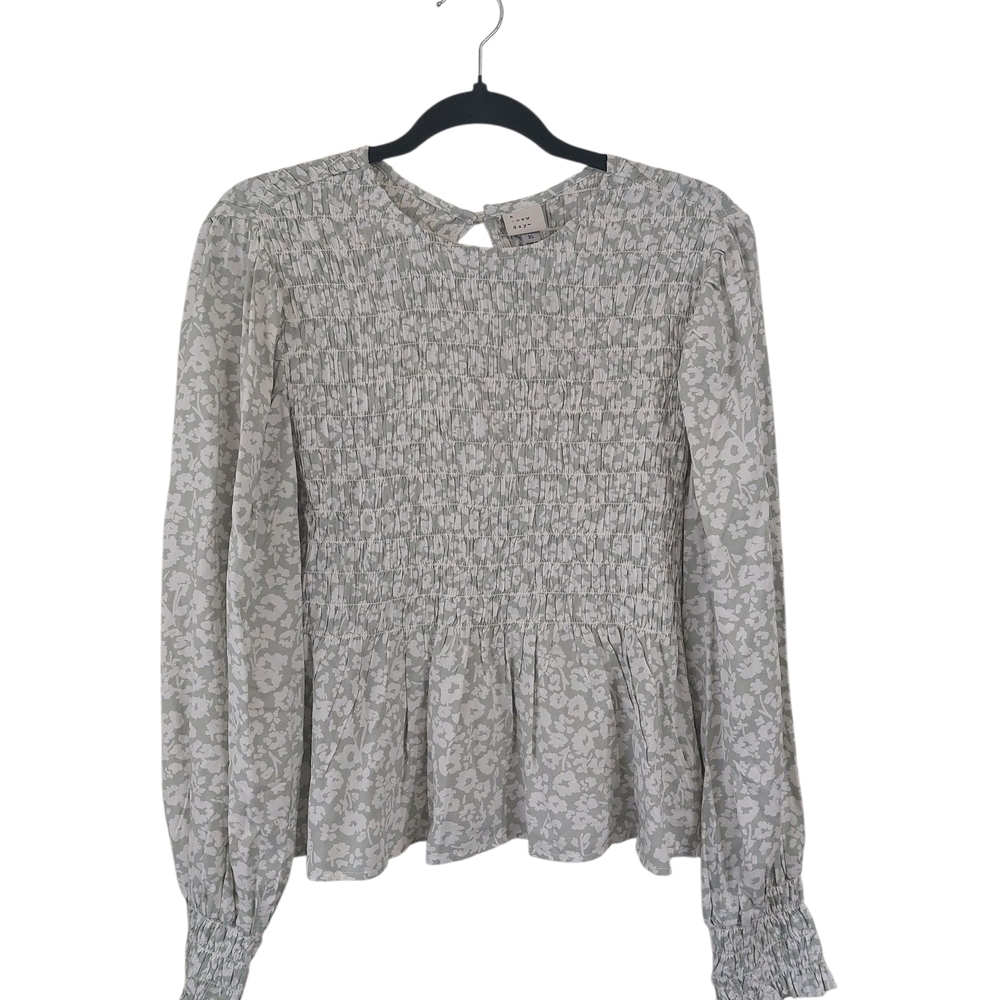 a new day Light Gray Patterned Blouse